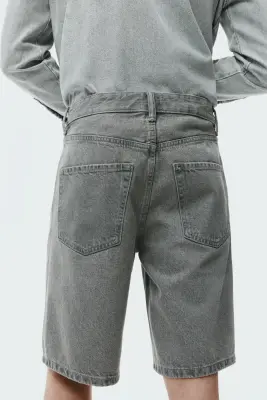 Short Relaxed Fit en denim - Gris denim — photo 3