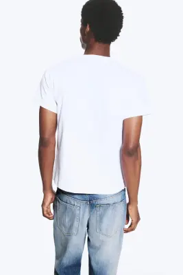 T-shirt en coton à manches courtes raccourci - Blanc — photo 2