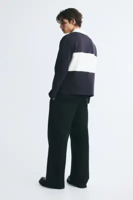 Polo de rugby Regular Fit en coton - Bleu marine/color block — photo 4