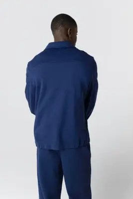 Veste Bleue Col Veste Manches Longues en Lyocel, Tencel / Coton Organique — photo 4