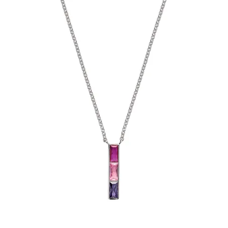 Collier Argent Rhodié - Oxyde de Zirconium Violet rose fuschia Go Mademoiselle 600122
