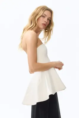 Top bandeau avec basque - Ivoire — photo 2
