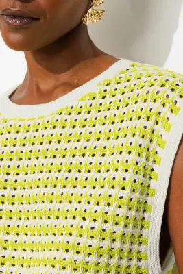 Pull en crochet bicolore Femme — photo 5