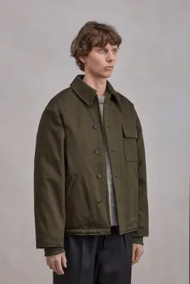 A-2 Military Jacket - Satin de coton Vert Foncé — photo 4