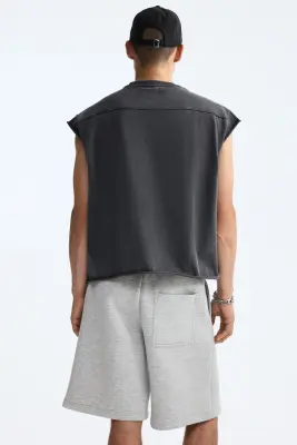 Short Relaxed Fit en scuba - Gris clair chiné — photo 2