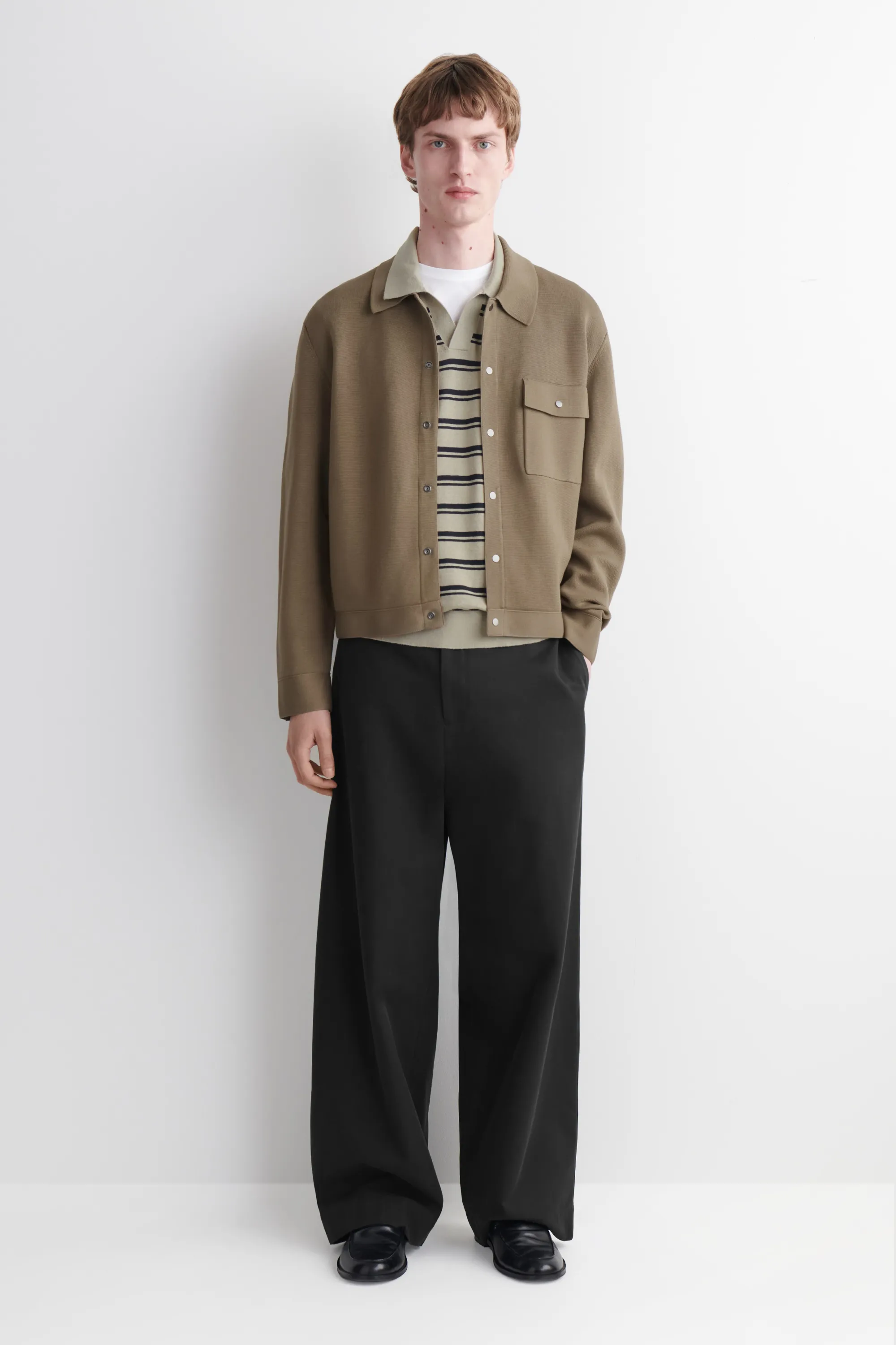 POLO EN MAILLE DE LIN - BEIGE / BRUN / RAYURES