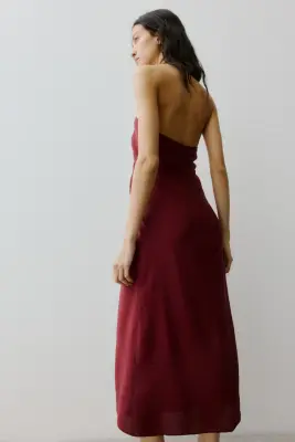 Robe dos nu en satin - Bordeaux — photo 4