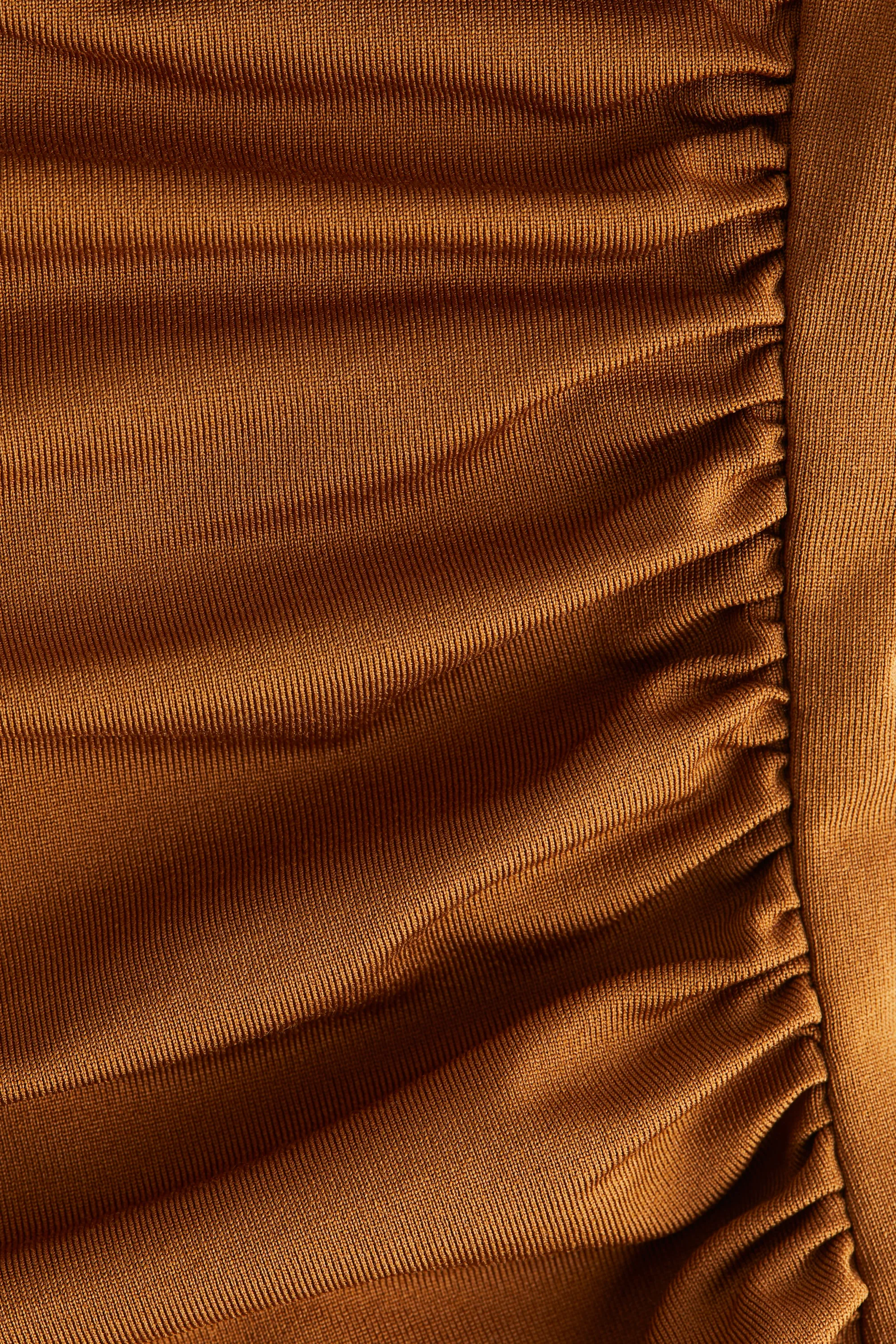 Robe en jersey à effet drapé - Marron