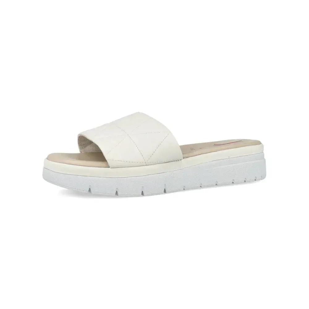 Sandales Tamaris 8-57205-20 Blanches - Cuir Léger Talon Plat Grande Pointure Femme