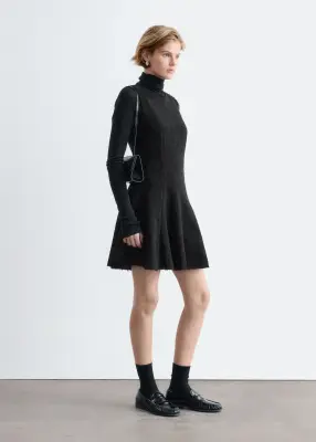 Robe courte à bords bruts - Noir — photo 3