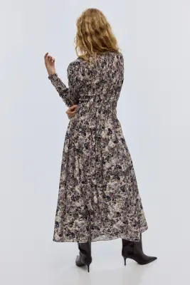 Robe smockée - Beige clair/fleuri — photo 2