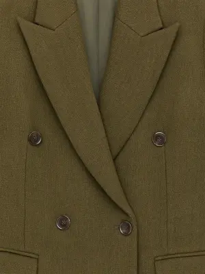 Manteau tailleur en laine mélangée - Vert foncé — photo 1