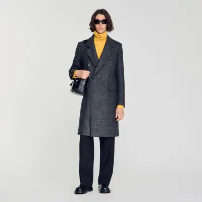 Manteau croisé en laine vierge