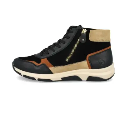 Baskets Remonte D1S70-03 Noires - Cuir Lacets Zip Grande Pointure Femme — photo 2