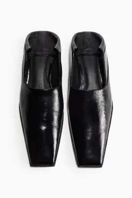 Mocassins à bout carré en cuir - Noir — photo 4