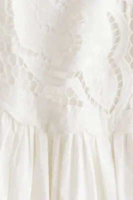 Robe brodée en lin mélangé - Blanc — photo 3