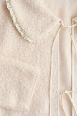 Gilet en bouclette avec col - Crème — photo 4