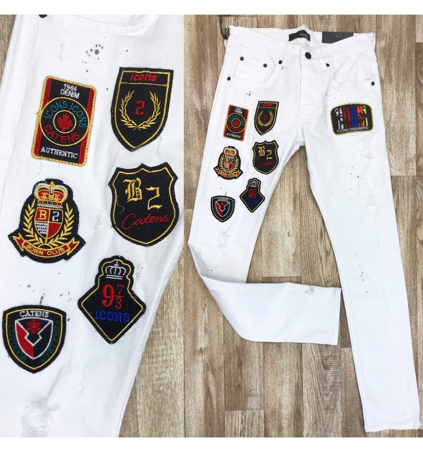 jean ZOOM FLIGHT Blanc patch