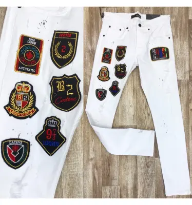 jean ZOOM FLIGHT Blanc patch