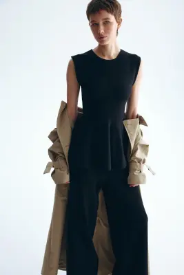 Top péplum en maille - Noir — photo 2