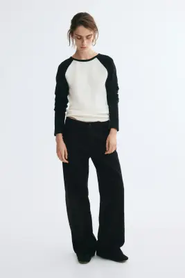 Pantalon baggy en twill de coton - Noir — photo 1