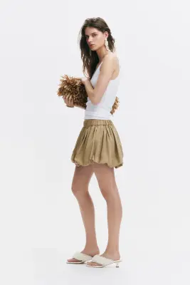Short en coton à effet boule - Beige — photo 2