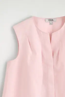 TOP SANS MANCHES PLISSÉ - ROSE — photo 5