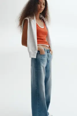 Wide High Waist Jeans - Bleu denim — photo 2