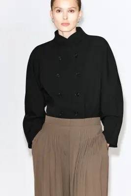PANTALON BALLON À PLIS EN CRÊPE - BEIGE FONCÉ — photo 2