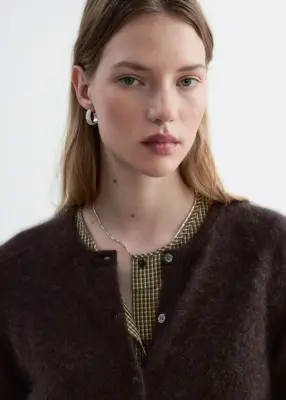 Cardigan en cachemire brossé - Marron foncé — photo 3