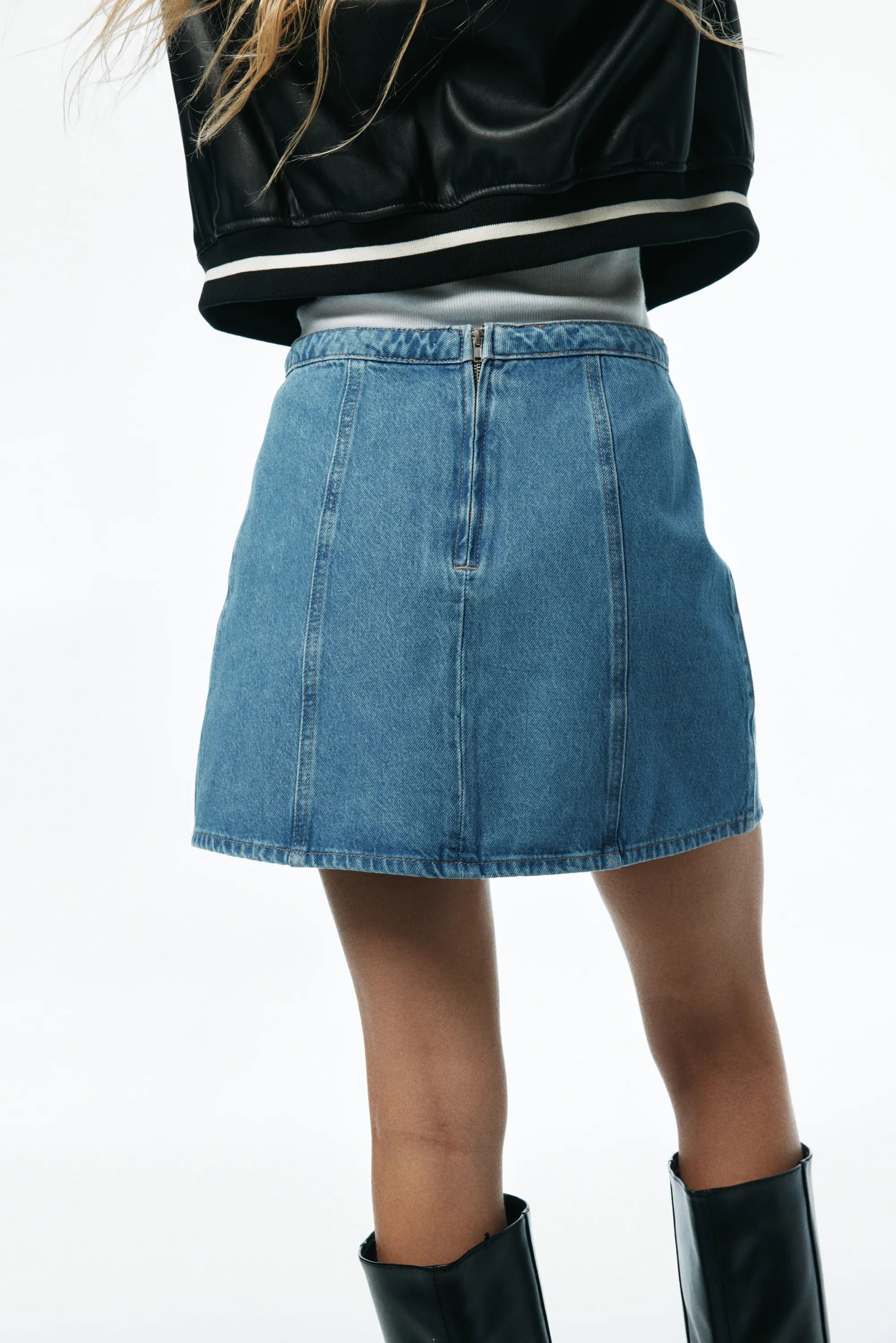 Minijupe trapèze - Bleu denim