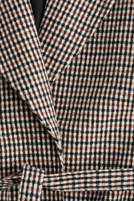 Manteau avec ceinture à nouer - Beige clair/carreaux — photo 5