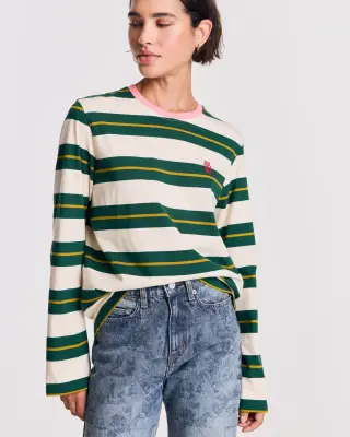 Tee-shirt Ralph rayures vert, écru et rose — photo 1