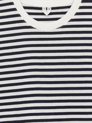 T-shirt signature à manches courtes - Blanc/Bleu foncé — photo 4