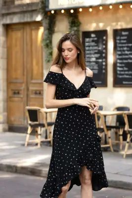 Lana Ruffle Dress - Black white floral — photo 2