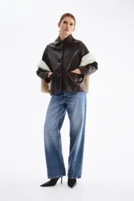 Veste en cuir - Marron foncé — photo 2