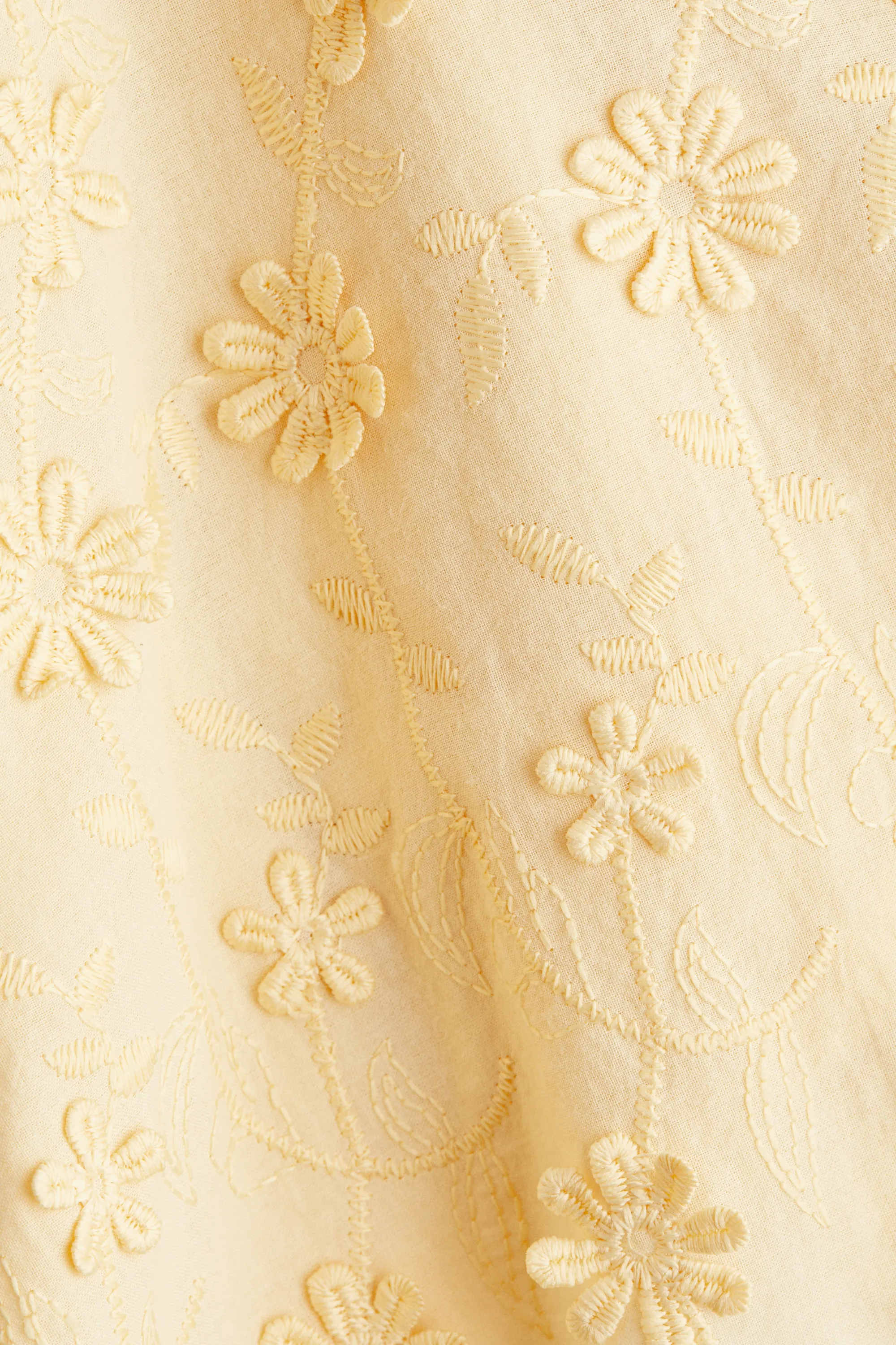 Robe en coton avec applications - Jaune clair