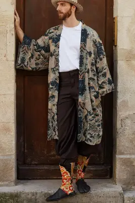 Kimono en coton lin Hokusai — photo 2