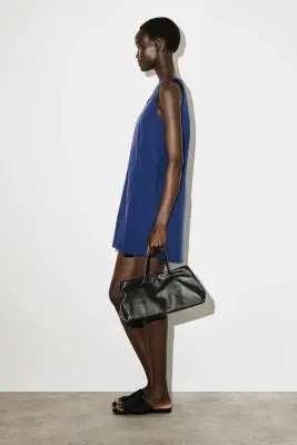 ROBE COURTE EN NYLON À PANNEAUX DE JERSEY - BLEU — photo 1