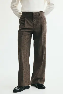 Pantalon de costume Loose Fit - Marron foncé/carreaux — photo 2