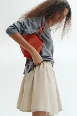 Pull oversize à encolure en V - Gris chiné — photo 2