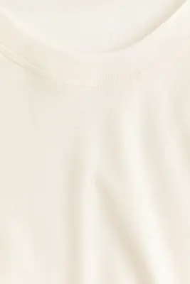 T-shirt en coton pima avec encolure dégagée - Ivoire — photo 3
