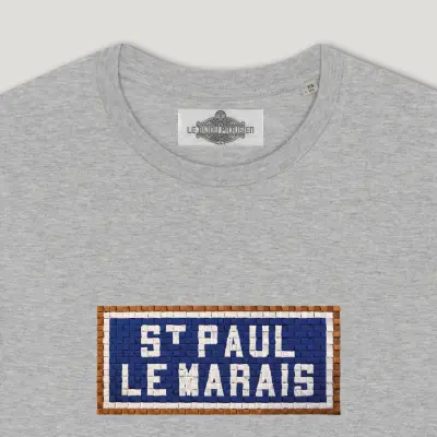 T-SHIRT COTON BIO BRODÉ - ST PAUL LE MARAIS - GRIS — photo 2
