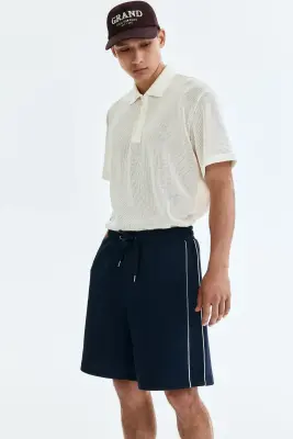 Short Relaxed Fit - Bleu foncé/blanc — photo 1