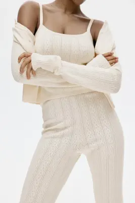Gilet en pointelle de viscose mélangée - Beige clair — photo 2