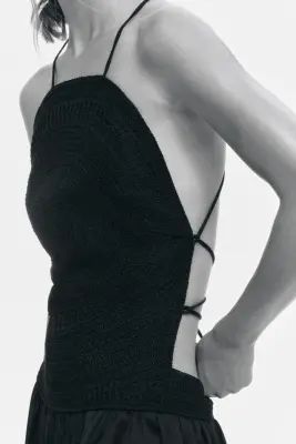 Robe façon crochet avec dos ouvert - Noir — photo 1