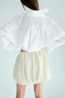 Jupe à effet boule - Crème — photo 3