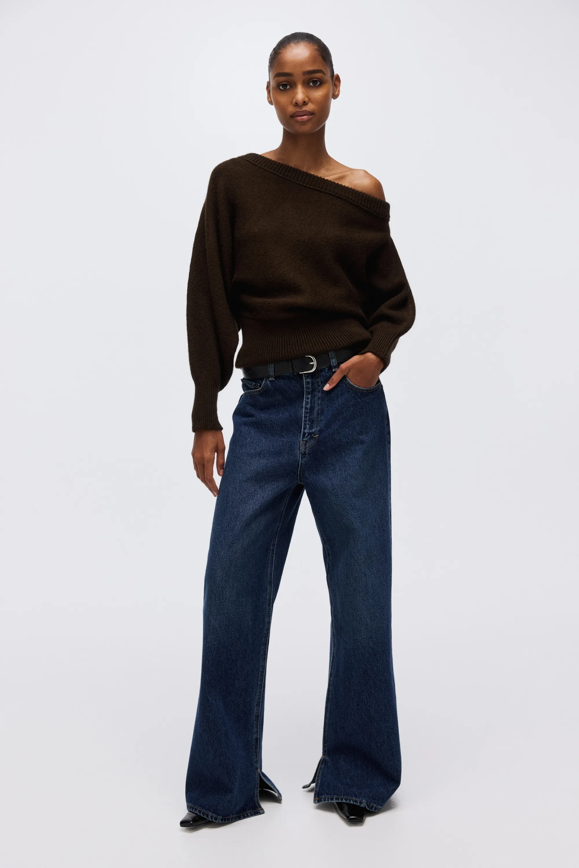 Pull asymétrique - Marron foncé