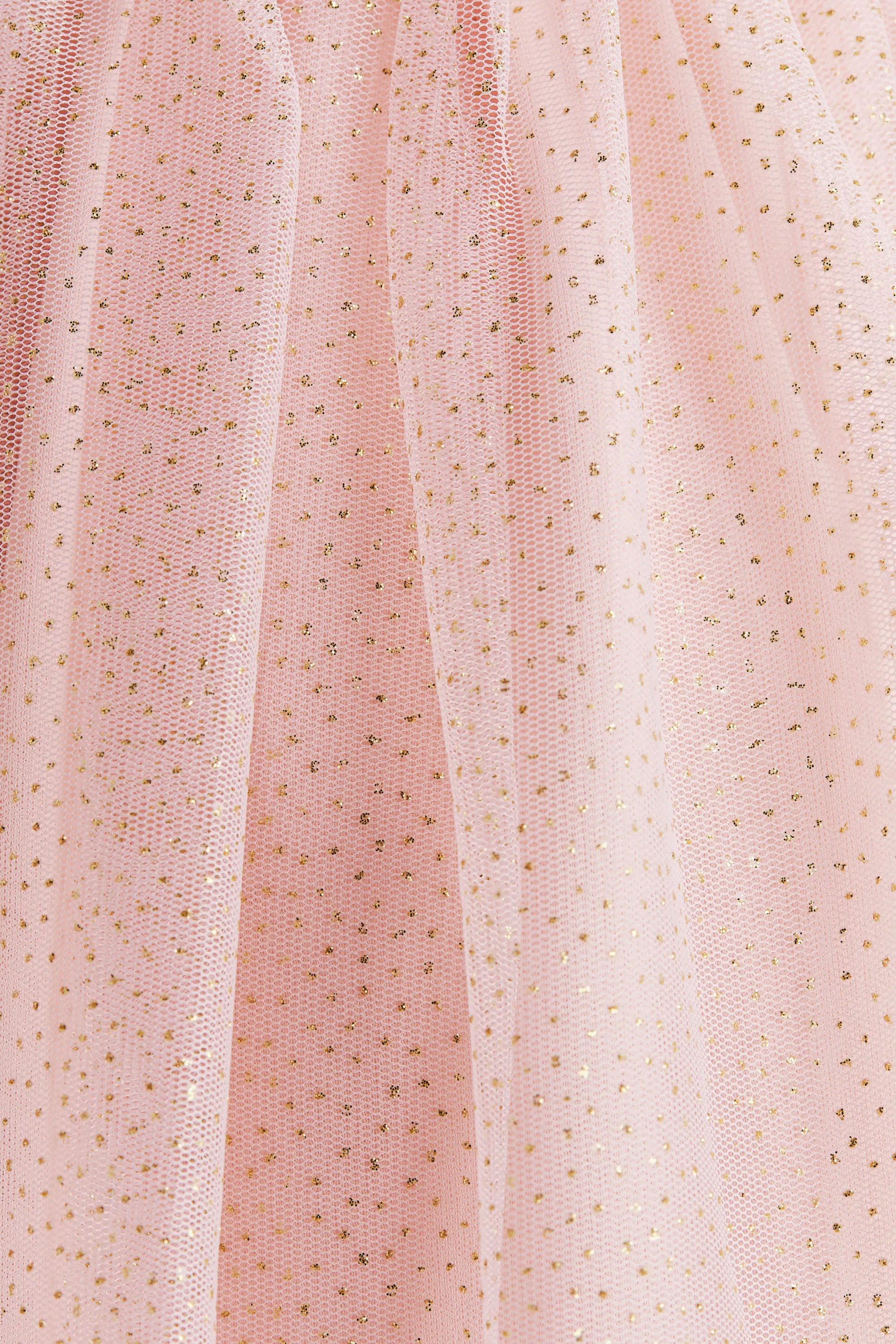 Robe à manches longues avec jupe en tulle - Rose poudré
