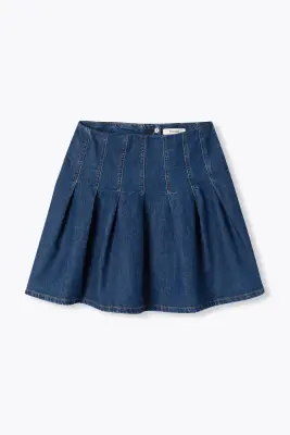Jupe courte plissée en jean